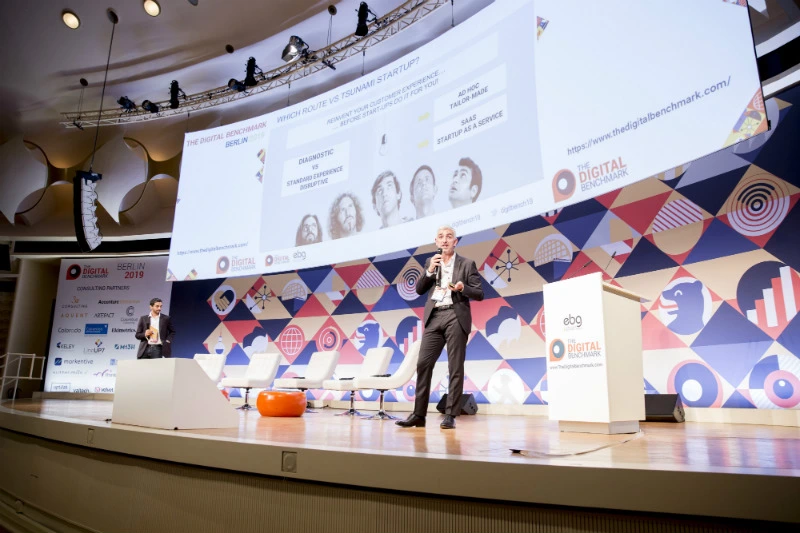 EBG Digital Benchmark Berlin: premium B2B event, 850+ European decision-makers, multi-space setup